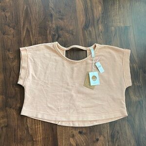 NWT Anthropologie Daily Practice Cropped Short Sleeve Cross Back Large Petite
